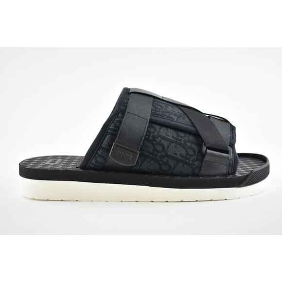 Dior Mens Alpha Sandal Black White Oblique Jacquard Logo Slide Slip On 45 12 - Picture 3 of 12